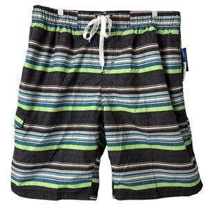 Kanu Surf NWT Men's Black/Green Quick Dry Sun Protection Board Shorts Size XL
